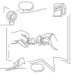 Concept visualization line icon drawing of business infographics