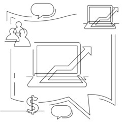 Concept visualization line icon drawing of business infographics