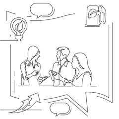 Concept visualization line icon drawing of business infographics