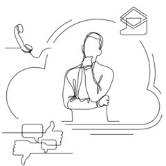 Concept visualization line icon drawing of business infographics