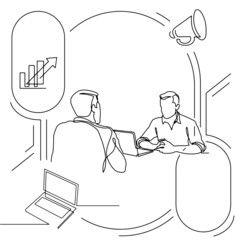 Concept visualization line icon drawing of business infographics