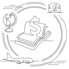 Concept visualization line icon drawing of business infographics