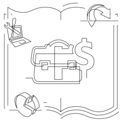 Concept visualization line icon drawing of business infographics