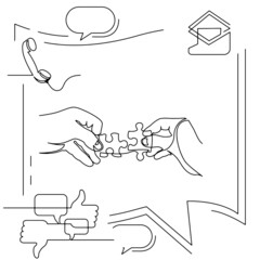 Concept visualization line icon drawing of business infographics