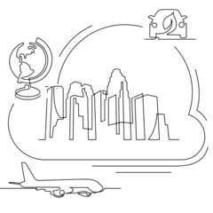 Concept visualization line icon drawing of business infographics