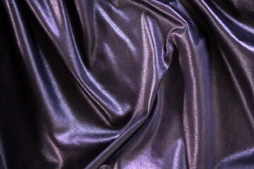 Purple Black Color Fabric Background. Pattern Surface Texture Material Garment Cotton Backdrop. Light Shine Bright. Luxury design artistic Decoration Hosiery Cloth Natural. Flat lay with Free space.