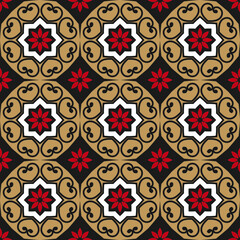 Realistic ceramic tiles vintage vector pattern