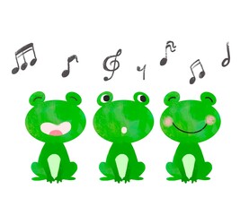 かえるの合唱　カエル　音符
