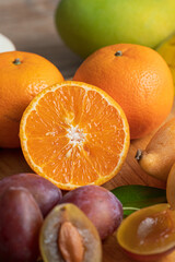 Sliced juicy orange pulp closeup