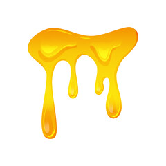 Lemon jelly or honey drops. Flowing yellow viscous liquid. Vector illustration on a white isolated background. 