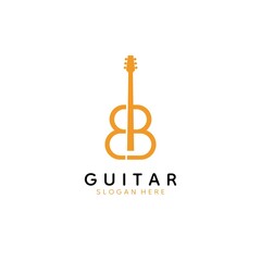 Letter EB Guitar Logo Design Template