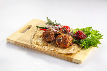 Grilled chicken thigh barbecue shashlik