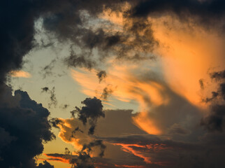 dramatic sunset stormy cloudy sky, background