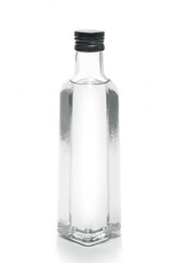 bottle of vodka or transparent drink, on white