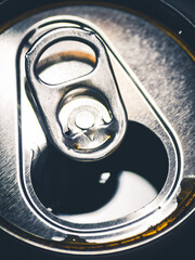 opened tinned sparkling beverage, closeup