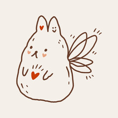 Vector cartoon magic fairy rabbit or bunny Easter cute childish illustration