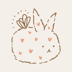 Vector cartoon magic fairy rabbit or bunny Easter cute childish illustration