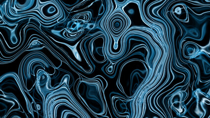 3D rendering abstract liquid blue white and black colors. Space cold and mysterious background - obrazy, fototapety, plakaty