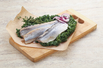 Marinated Herring fillet with onion