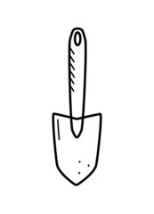 Shovel garden tool, vector illustration doodle style gardening tools.