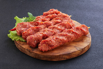 Raw beef kebab minced meat