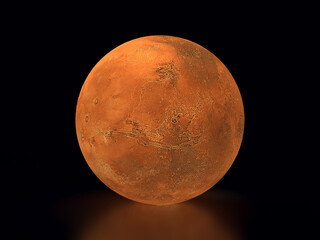 Obraz na płótnie Canvas 3d render space background orange mars with reflection