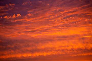 Dramatic and moody sunset sky with clouds