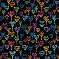 Seamless pattern with globe hearts