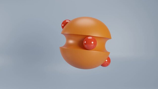 satisfying rendered animation with rotating ball with rolling ball on it self.