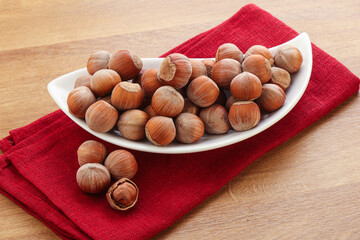 Hazelnut heap in the bowl
