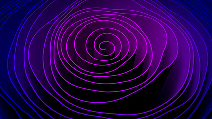 3d abstract wave lines folds background. Color gradient curves with texture paper, fabric, ribbons. Surreal, futuristic, psychedelic background.