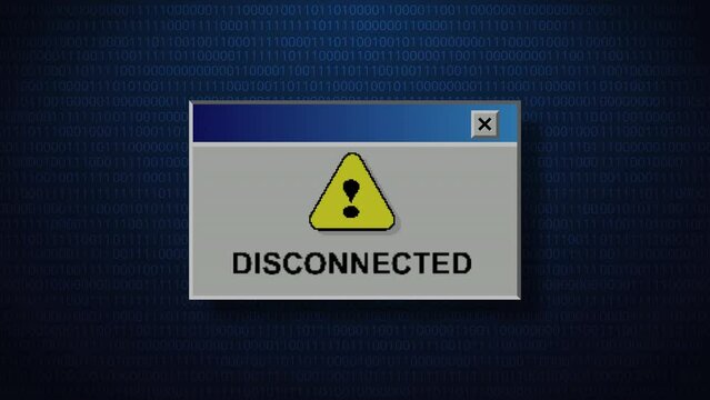 Old Computer Window with disconnected message.Glitch Modern Animation.Glitch Old Screen Display.