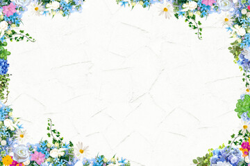 花の華やかなフレーム 春 葉 初夏 白い壁 © azure