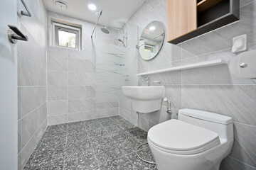 A neatly decorated Airbnb bathroom