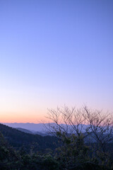 朝焼けと朝もや