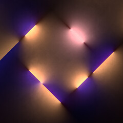 Fototapeta na wymiar Fluorescent lamps on a dark background. Abstract 3d rendering digital illustration. Minimal art style