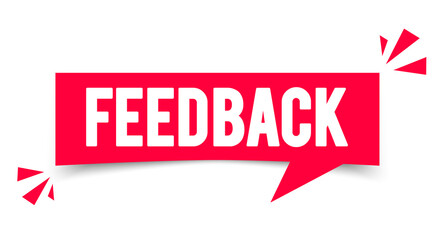 Fototapeta premium Modern Red Speech Bubble With Text Feedback