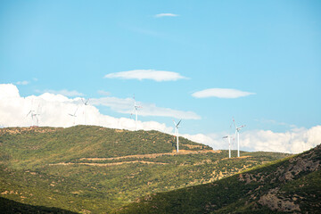 Fototapeta na wymiar wind plant green energy at Greece mountains