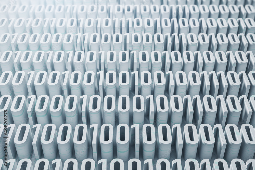 Aufkleber Abstract 10 white coding backdrop. Technology and programming concept. 3D Rendering.