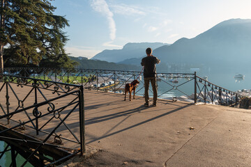 Morning light over Canal du Vasse in Annecy, France.