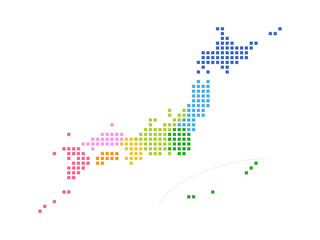 簡略な日本地図　ドットイラスト
