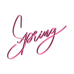 Spring calligraphy 3d rendering isolated on white background , 3D Illustration