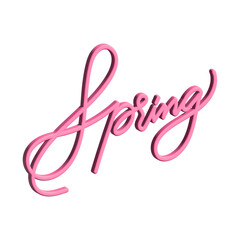 Fototapeta premium Spring calligraphy 3d rendering isolated on white background , 3D Illustration