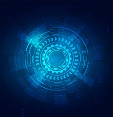 The circle high technology with circuit line blue background, illustrator digital abstract.