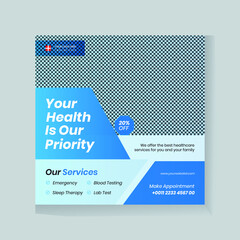 Medical healthcare clinic social media post design template
