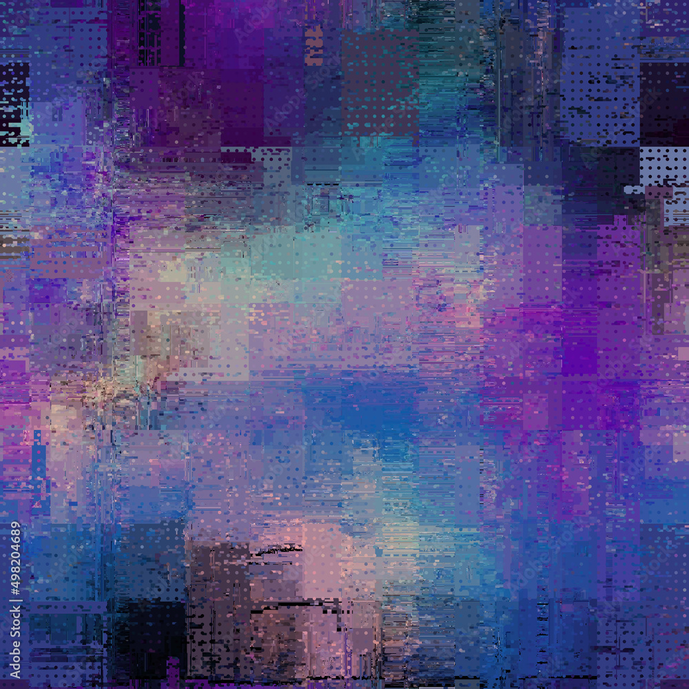 Poster Vector image with imitation of grunge datamoshing texture.