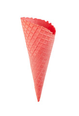 Pink blank crispy ice cream cone isolated