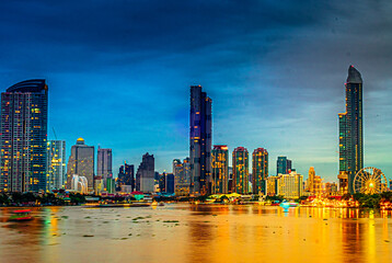 Bangkok cityscape. Bangkok night view in the business district. at twilight
Hotel and resident area...
