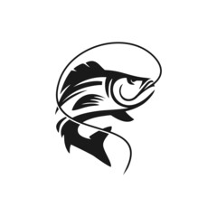 Fish logo design template illustration . Sport fishing Logo