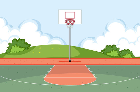 Empty basketball court scene
